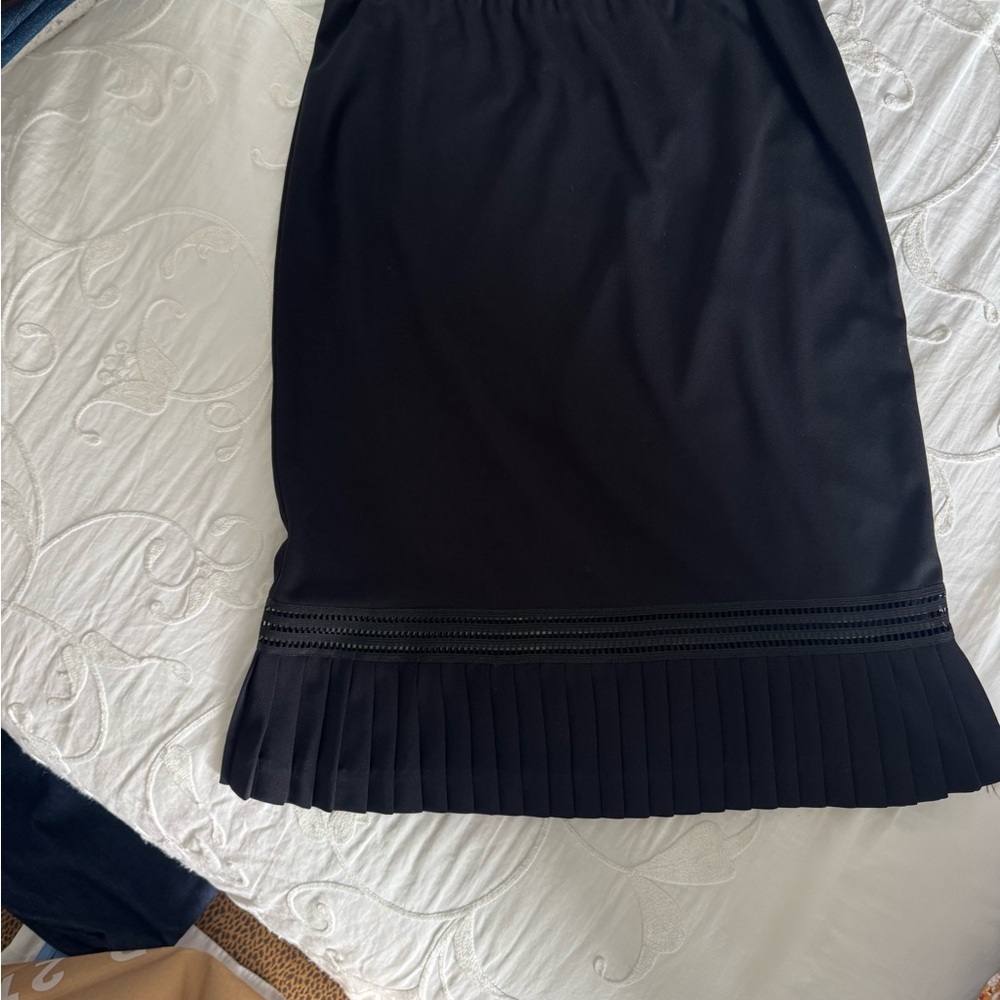 BCBG Black Pencil Skirt with Pleated Hem
